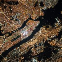 city at night from satelite